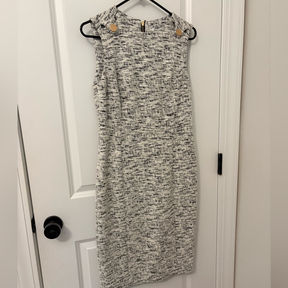 Calvin Klein Textured Black and White Midi Dress